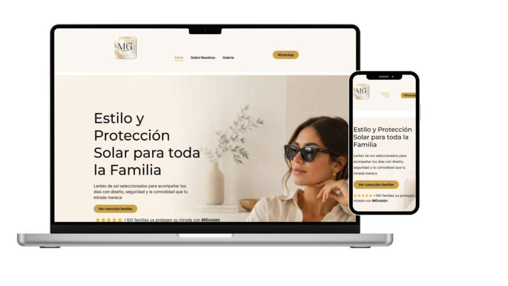 Landing page de venta de anteojos de sol diseñada por SitiosLMG, enfocada en conversión